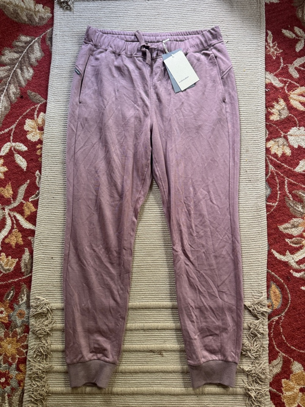 Icebreaker joggers crush pants merino wool dusty lilac mauve NEW women’s L